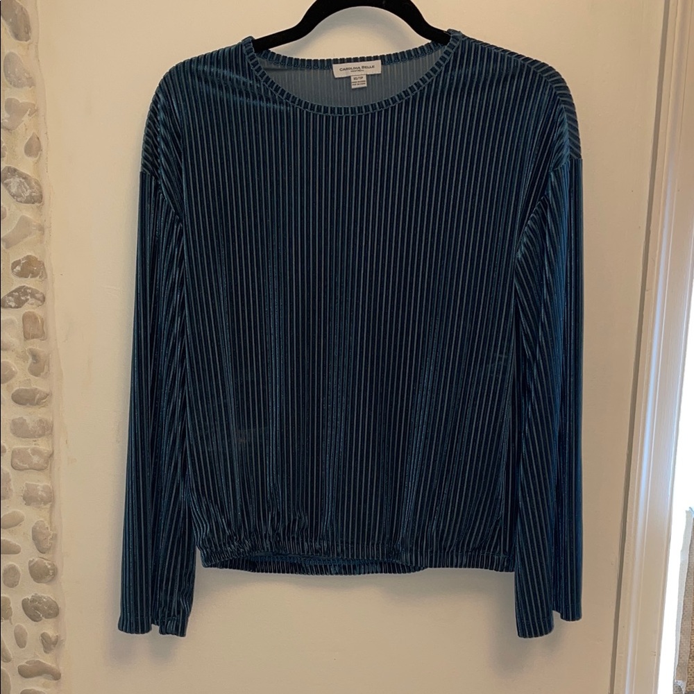 Carolina Belle Teal Velvet Blouse